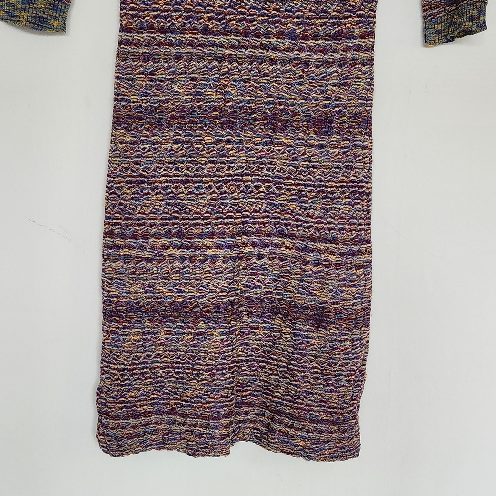 Free People Sunrise Knit Sweater Stretch Mini Dress Purple Raven Combo Bodycon S - Picture 4 of 16